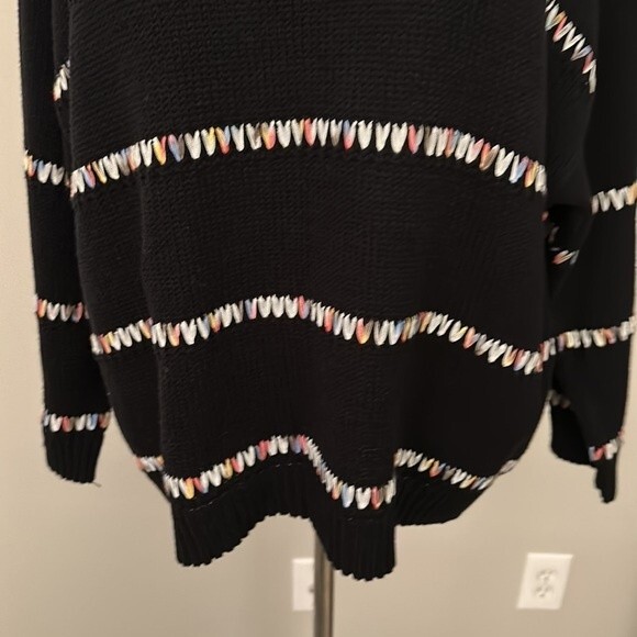 NWT New Direction Rainbow Tape Stripe Oversized Sweater Size M - Picture 5 of 11
